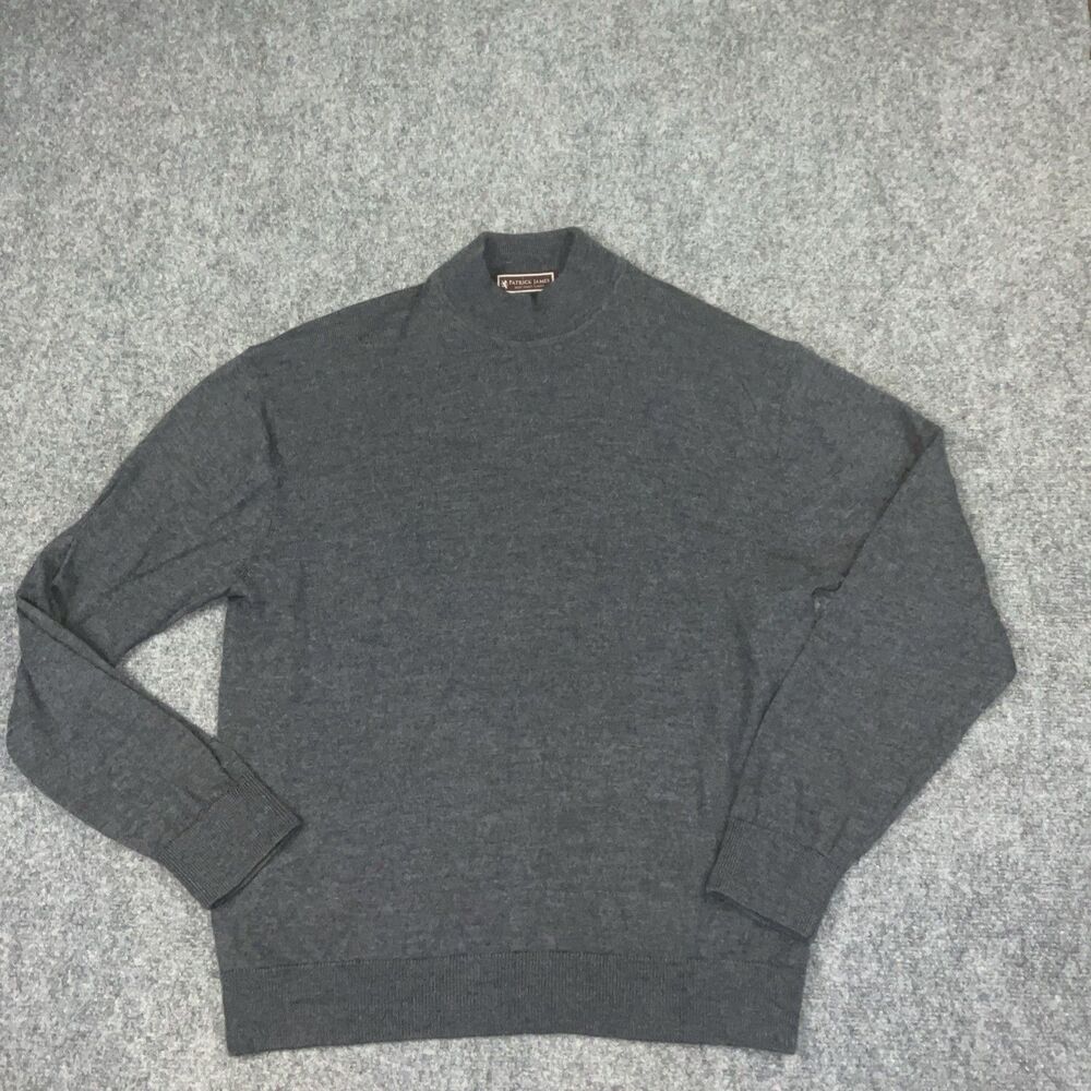 Patrick James Sweater Mens Size XXL Gray extra Fine Merino Wool Casual Business